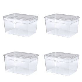 (4Pack)Clear Glossy Plastic Extra Tall Box with Lid, Adult Size,One Pair of Size, One Tier