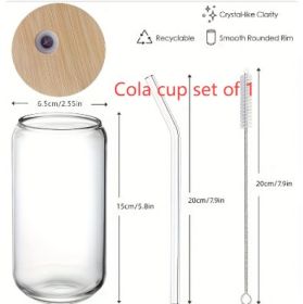 Glass Cup With Straw (Option: Cola cup set of 1)